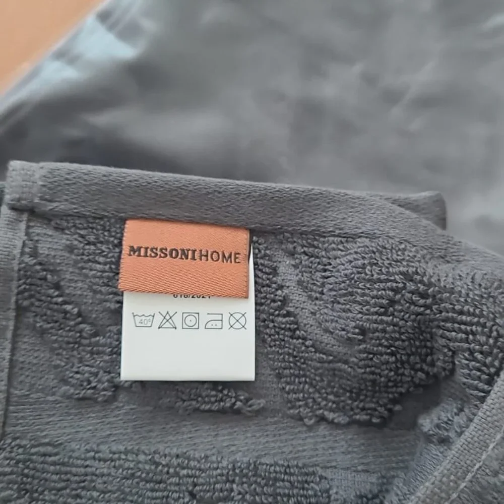 Missoni Home Rex 86 Bath & Hand Towel Set Grey NEW